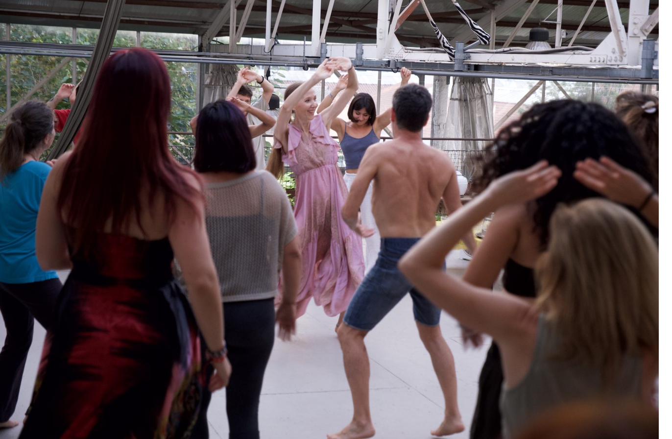 Yulia leading movement with a group